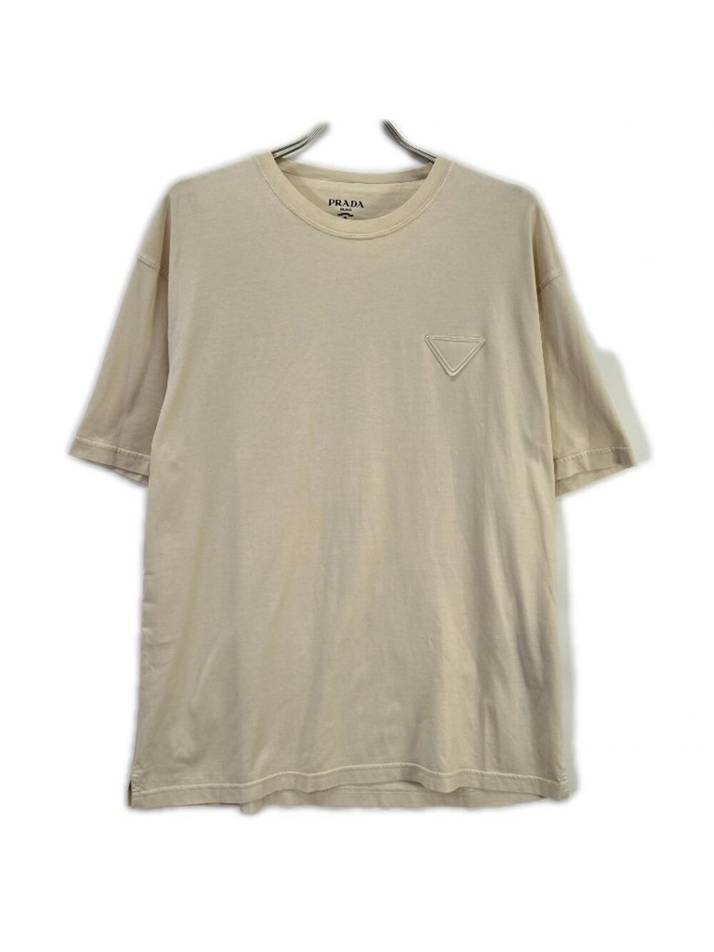 Prada Beige Triangle Logo T-Shirt